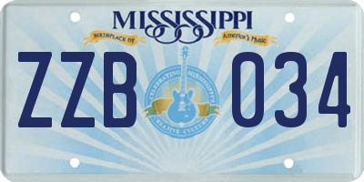 MS license plate ZZB034