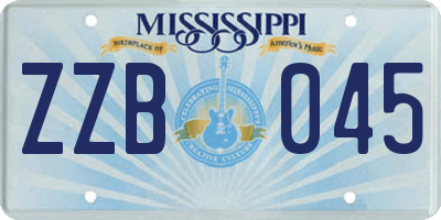 MS license plate ZZB045