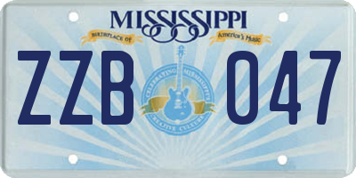 MS license plate ZZB047