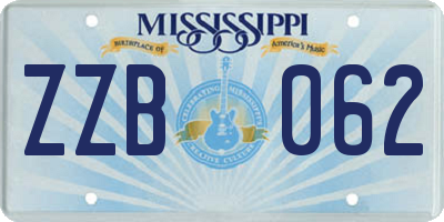 MS license plate ZZB062