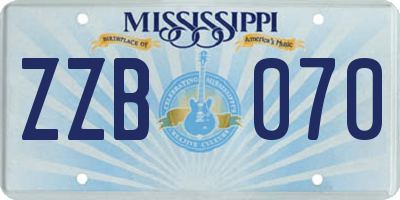 MS license plate ZZB070