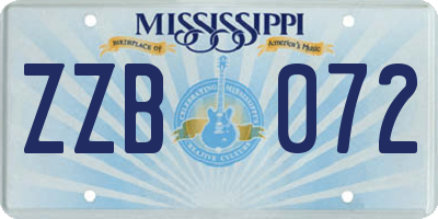 MS license plate ZZB072