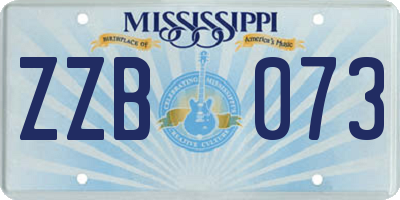 MS license plate ZZB073