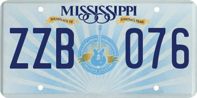MS license plate ZZB076