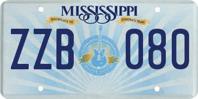 MS license plate ZZB080