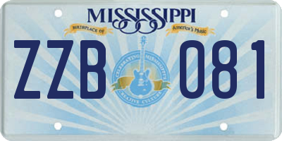 MS license plate ZZB081