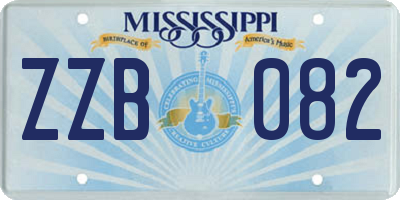 MS license plate ZZB082