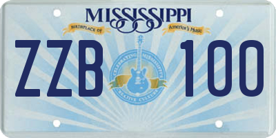 MS license plate ZZB100