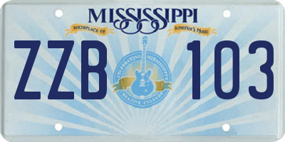 MS license plate ZZB103