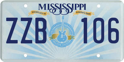 MS license plate ZZB106