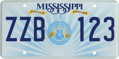 MS license plate ZZB123