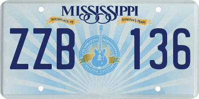 MS license plate ZZB136