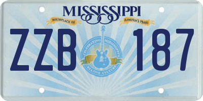 MS license plate ZZB187