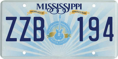 MS license plate ZZB194