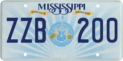 MS license plate ZZB200