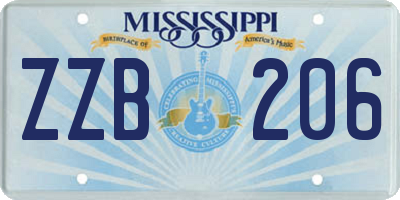 MS license plate ZZB206