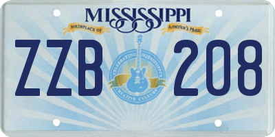 MS license plate ZZB208