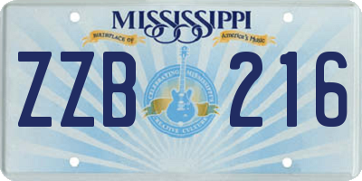 MS license plate ZZB216
