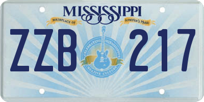 MS license plate ZZB217