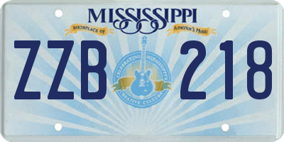 MS license plate ZZB218