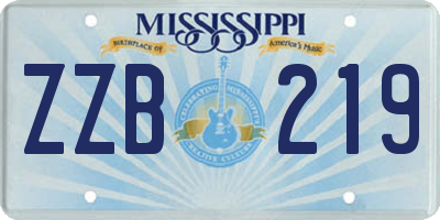 MS license plate ZZB219