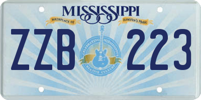 MS license plate ZZB223