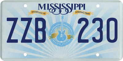 MS license plate ZZB230