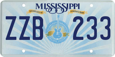 MS license plate ZZB233