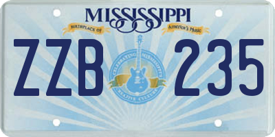 MS license plate ZZB235