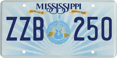 MS license plate ZZB250