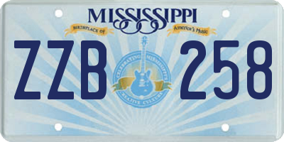 MS license plate ZZB258