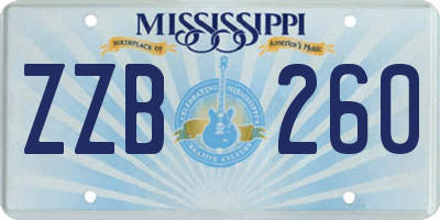 MS license plate ZZB260