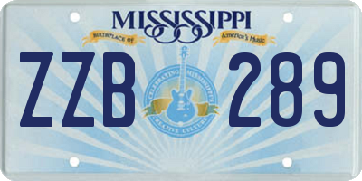 MS license plate ZZB289