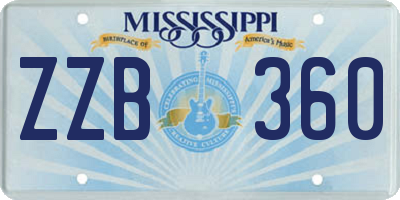 MS license plate ZZB360
