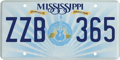 MS license plate ZZB365