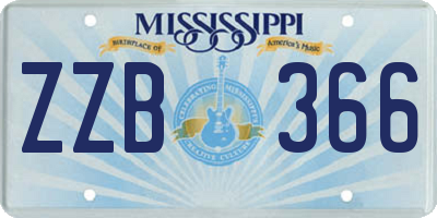 MS license plate ZZB366