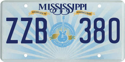 MS license plate ZZB380
