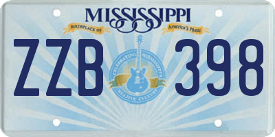 MS license plate ZZB398