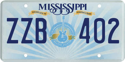 MS license plate ZZB402
