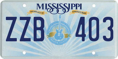 MS license plate ZZB403