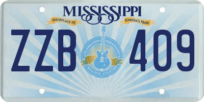 MS license plate ZZB409