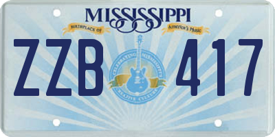 MS license plate ZZB417