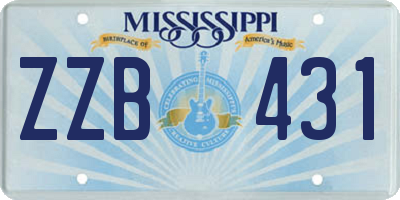 MS license plate ZZB431