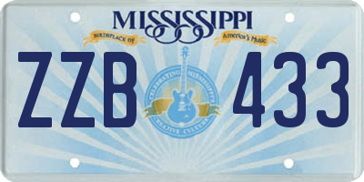 MS license plate ZZB433