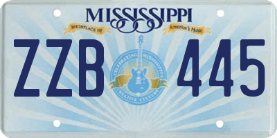 MS license plate ZZB445