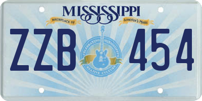 MS license plate ZZB454