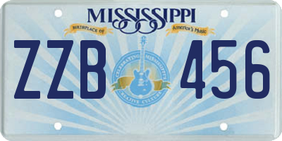 MS license plate ZZB456