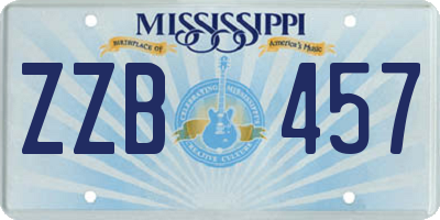 MS license plate ZZB457