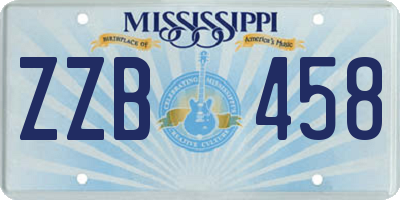 MS license plate ZZB458