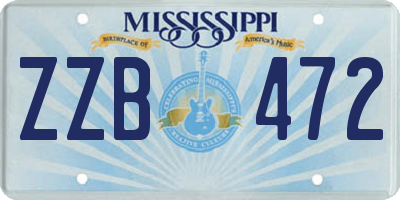 MS license plate ZZB472